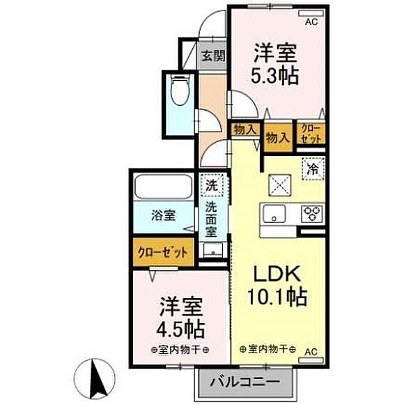 長野県上田市常磐城３丁目(賃貸アパート2LDK・1階・47.92㎡)の写真 その2