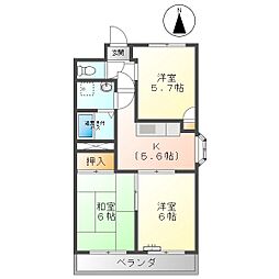 小林マンション 3Kの間取図画像