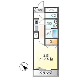 サンライン東部 3階1Kの間取り
