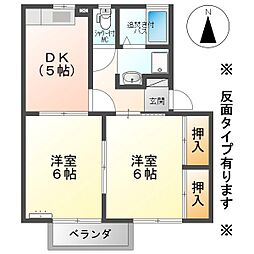 ソレーユ・マキ 2階2DKの間取り
