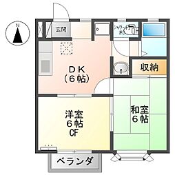 しなの鉄道 信濃国分寺駅 徒歩26分の賃貸アパート 1階2DKの間取り