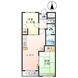 メゾン21篠井原A 2LDKの間取図画像