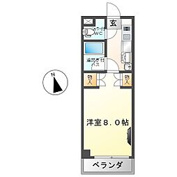 ラヴィアンローズII 4階1Kの間取り