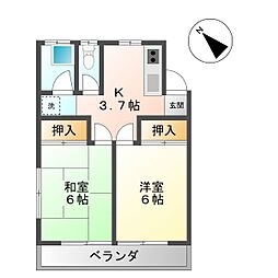 しなの鉄道 滋野駅 徒歩26分の賃貸アパート 1階2Kの間取り