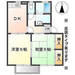 しなの鉄道 信濃国分寺駅 徒歩19分の賃貸アパート 2階2DKの間取り