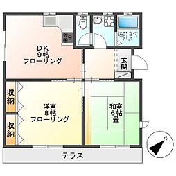 しなの鉄道 大屋駅 徒歩29分の賃貸アパート 1階2DKの間取り