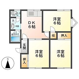 アトゥレあすかA 3DKの間取図画像