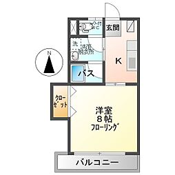 ハチマル・ハイツ 1Kの間取図画像