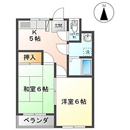 ファミール常田 2Kの間取図画像