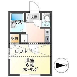 メープル上田1 1Kの間取図画像