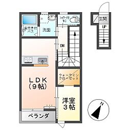 クレスト中之条 1LDKの間取図画像