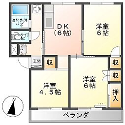 サンライズ南 3DKの間取図画像