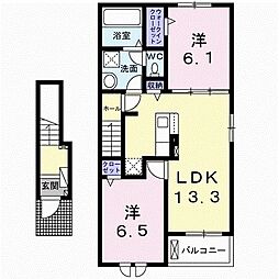 リバースリゾートスカイ 2LDKの間取図画像