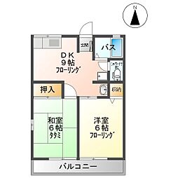 ヴェルジェ山口 2DKの間取図画像