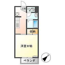 ボヌール 1Kの間取図画像