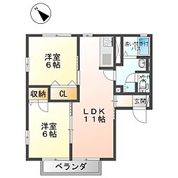 ブラウンヒルズ 2LDKの間取図画像
