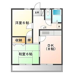 サンテラス古里 2DKの間取図画像
