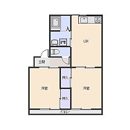 コンフレールみやこ 3階2LDKの間取り