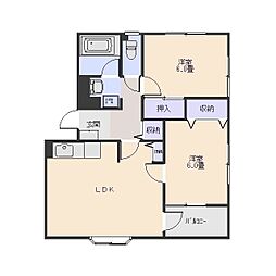 レクセル・オナイＢ 1階2LDKの間取り