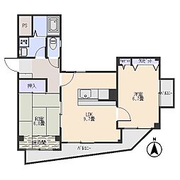 ＣＡＳＡ・フェリス 1階2DKの間取り