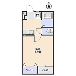 スクウェアコートＣ 1階1Kの間取り