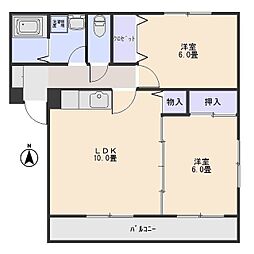 アドミラブール2 2LDKの間取図画像