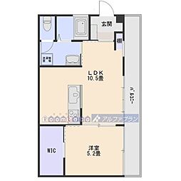 アビタシオン松葉 1LDKの間取図画像