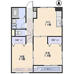 エントピアYUUKI 2DKの間取図画像