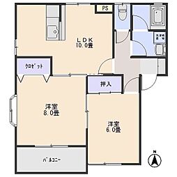 ラ・レチェリア2 2LDKの間取図画像
