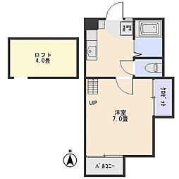 第1MHハウスA 1Kの間取図画像
