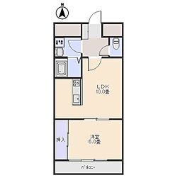 ホリビル大手町 1LDKの間取図画像