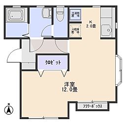フィオーレPART1 1Kの間取図画像