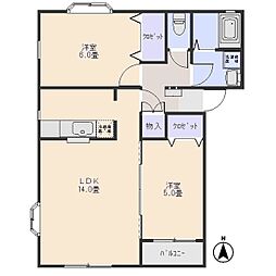第2ＭＨハウスＥ 1階2LDKの間取り