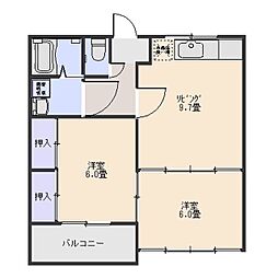 ヴィレッジ小嶋 2LDKの間取図画像