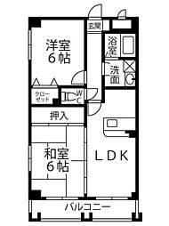 カサブランカ1番館 2LDKの間取図画像