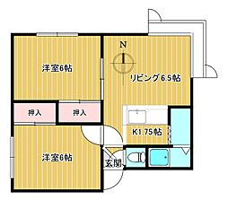 プラザ伏古 2LDKの間取図画像