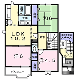 ヴィラ　カリョウビンガΒ 2階3LDKの間取り