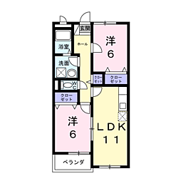 ソレアード 2LDKの間取図画像