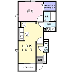 ヴィラセレッソ 1LDKの間取図画像