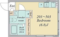 BESTA亀有 4階ワンルームの間取り