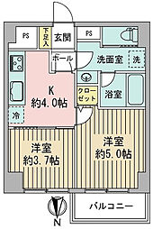カルム第二赤坂 2Kの間取図画像