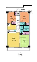 シャルム大宮日進 3LDKの間取図画像