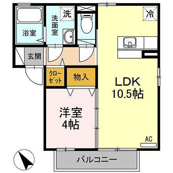 スローライフＢ 202｜青森県八戸市大字尻内町字高田(賃貸アパート1LDK・2階・36.29㎡)の写真 その2