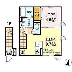 ＲＥＳＵＡ鍛冶町 1階1LDKの間取り