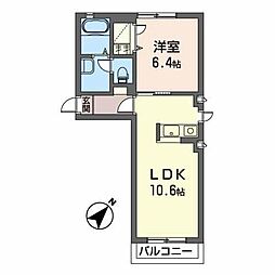シャーメゾン・ノワＣ 1階1LDKの間取り