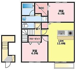 イーリス 2LDKの間取図画像