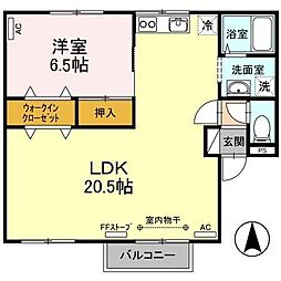 セジュールクレア 1LDKの間取図画像