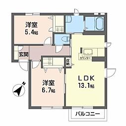 メゾンアズマB 2LDKの間取図画像