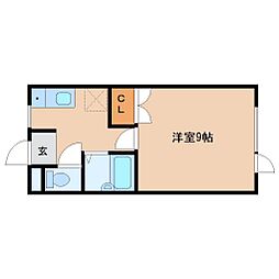 シャルム番町 1Kの間取図画像