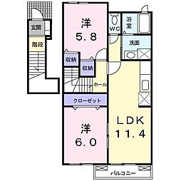 アンジュB 2LDKの間取図画像